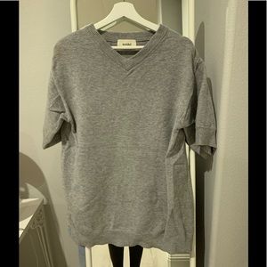 Snidel grey short leaves cotton sweatershirt